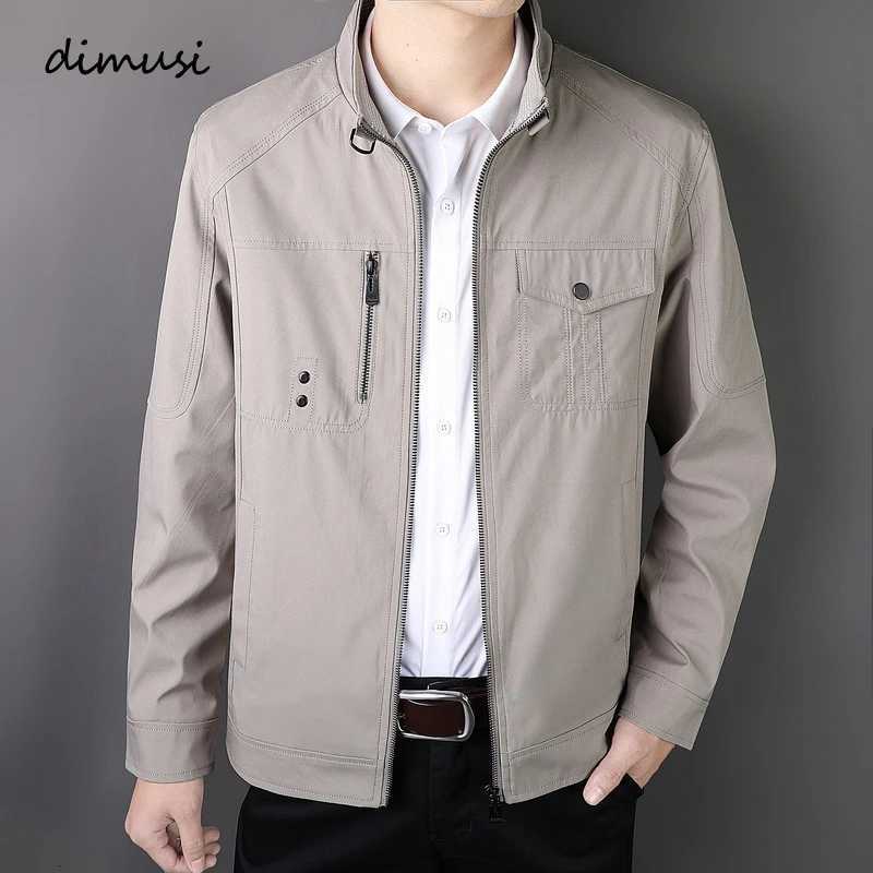DIMUSI Mens Jackets Spring Autumn Casual Men Slim Fit Business Jacket Man Outwear Stand Collar Windbreaker Coats Clothing W251023