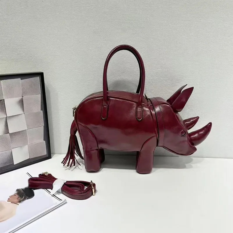 Creative Rhinoshaped Bag Fashion Animal Handbags Highquality Shoulder Crossbody Bags Solid Color Largecapacity Women Bags 251021