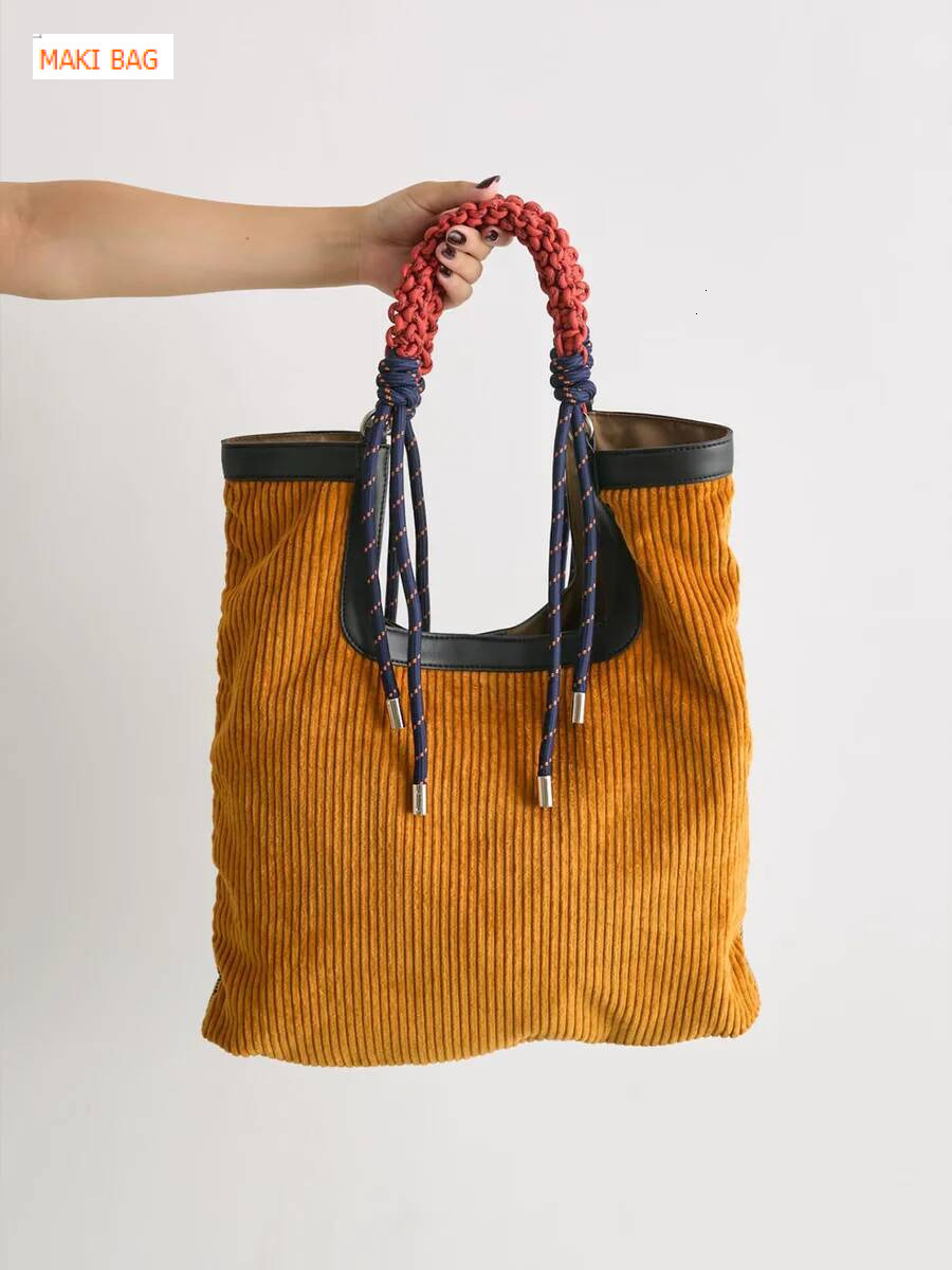 Autumn and Winter New Corduroy Handbag Vintage Large Capacity Splicing Weaving Knot Luxury Bag Fashion Trend Women's Shoulder Bag Designer Bag