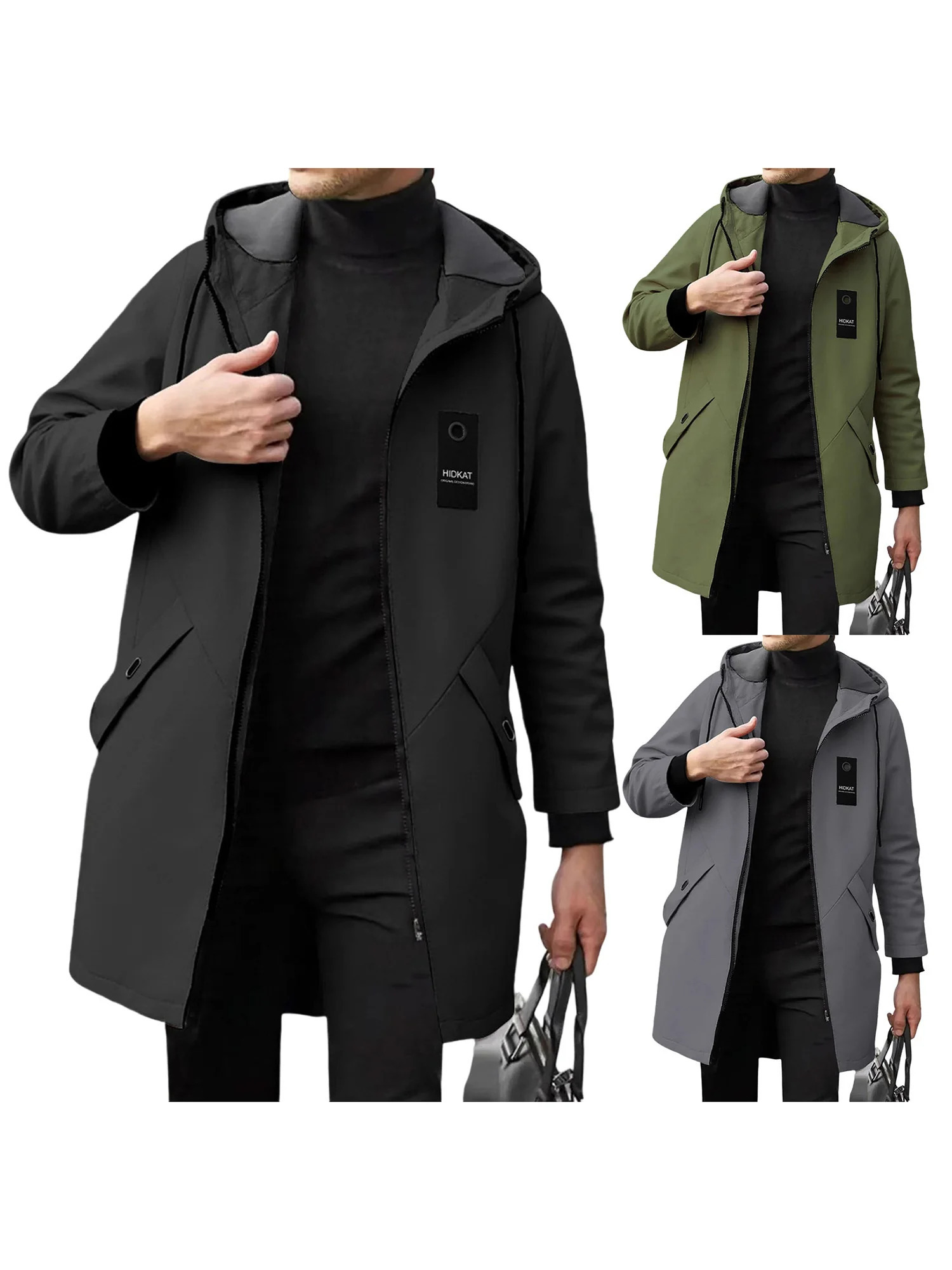 Men s Classic DoubleBreasted Trench Coat with Belt Long Sleeve Hooded Windbreaker Business Outwear for Fall and Winter 251014