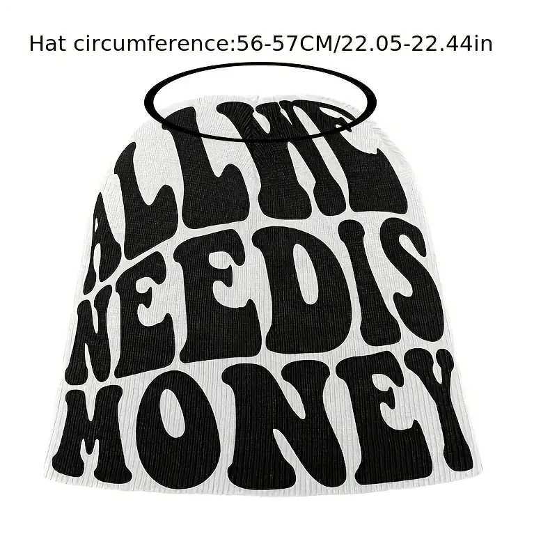 ALL WE NEED IS MONEY Beanie Letter Jacquard Hip Hop Knit Hat Unisex Y2K Skull Cap Warm Elastic Beanies Cap For Women MenXJ251023