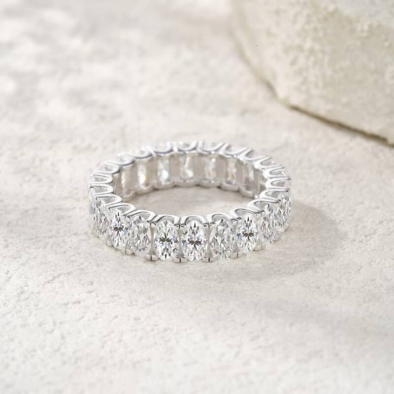 Custom Featured Selections Gold Oval Moissanite Ring Eternity Wedding Fine Jewelry Full Diamond Engagement Women Luxury Ring