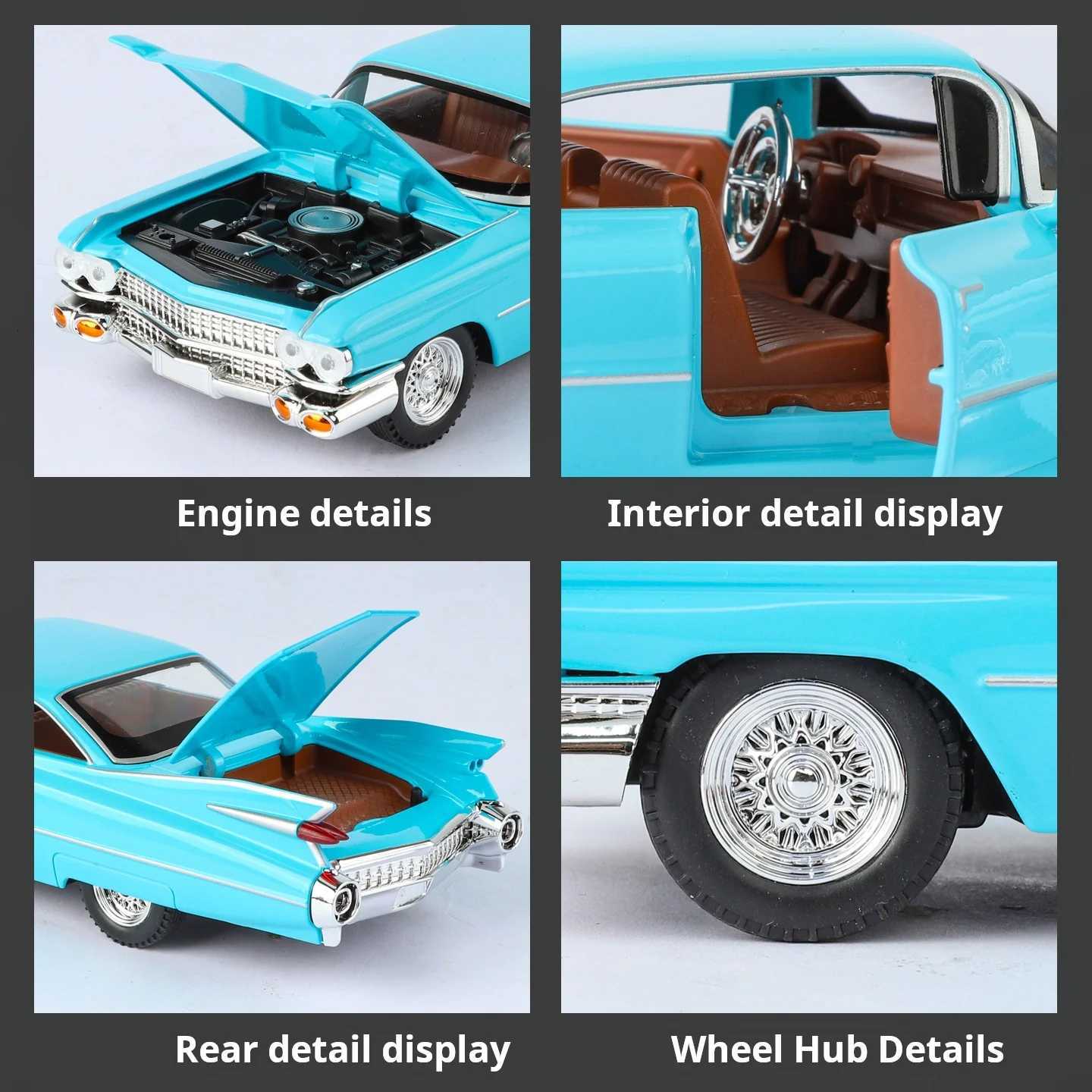 124 Cadillac Big Rocket Simulation Alloy collection Car Model Rebound Toy with sound and light Factory direct sales giftT251023