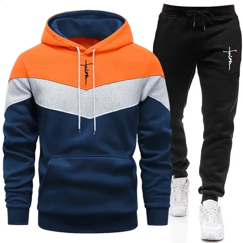 Comfort Casual Sports Autumn Winter Quality Men Tracksuit Fashion Hoodie Tricolor Single Sweatshirt and Pants Daily Man 251023