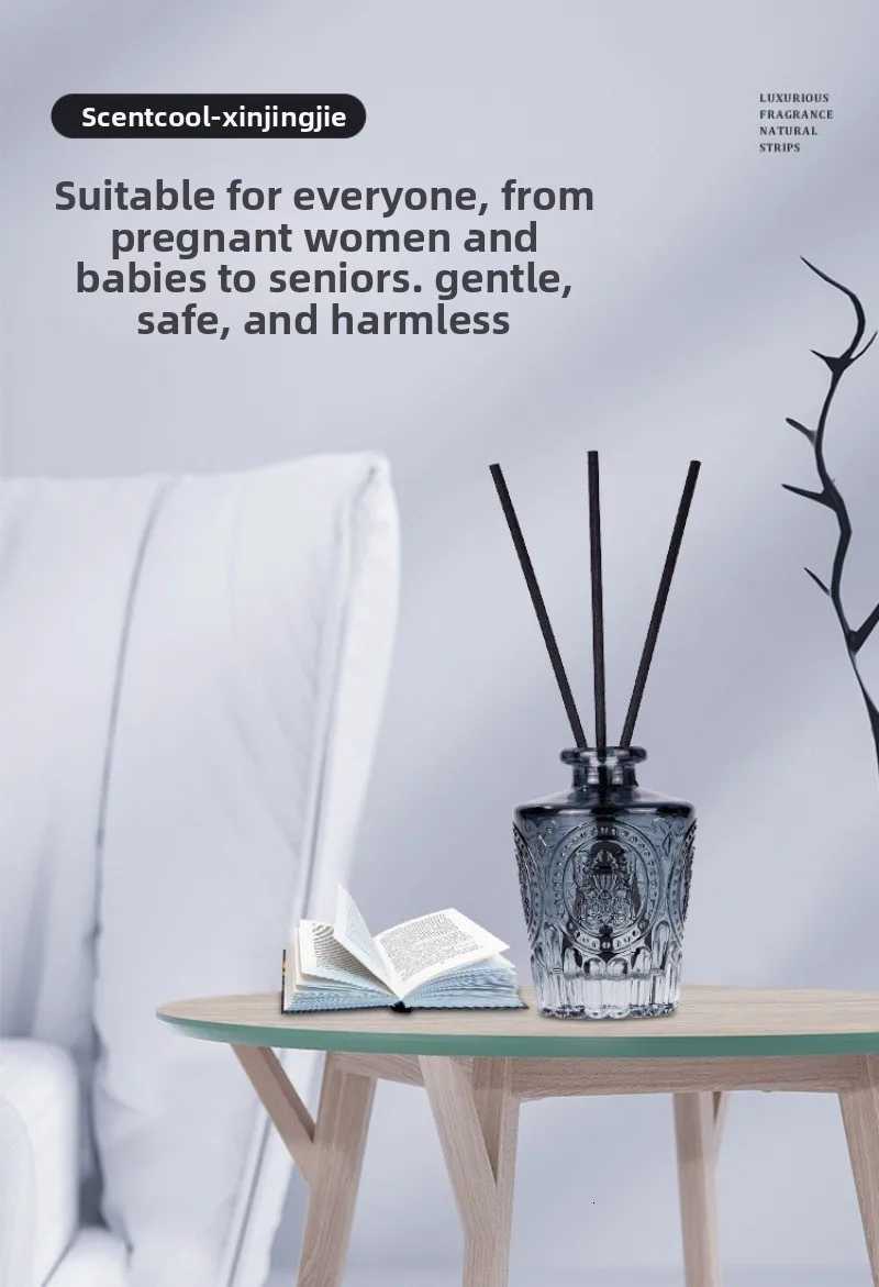 Embossed Rattan Reed Diffuser Set Decorative He Fragrance Ornament with Natural Sticks Aratherapy Air Freshener forBedro Y251023