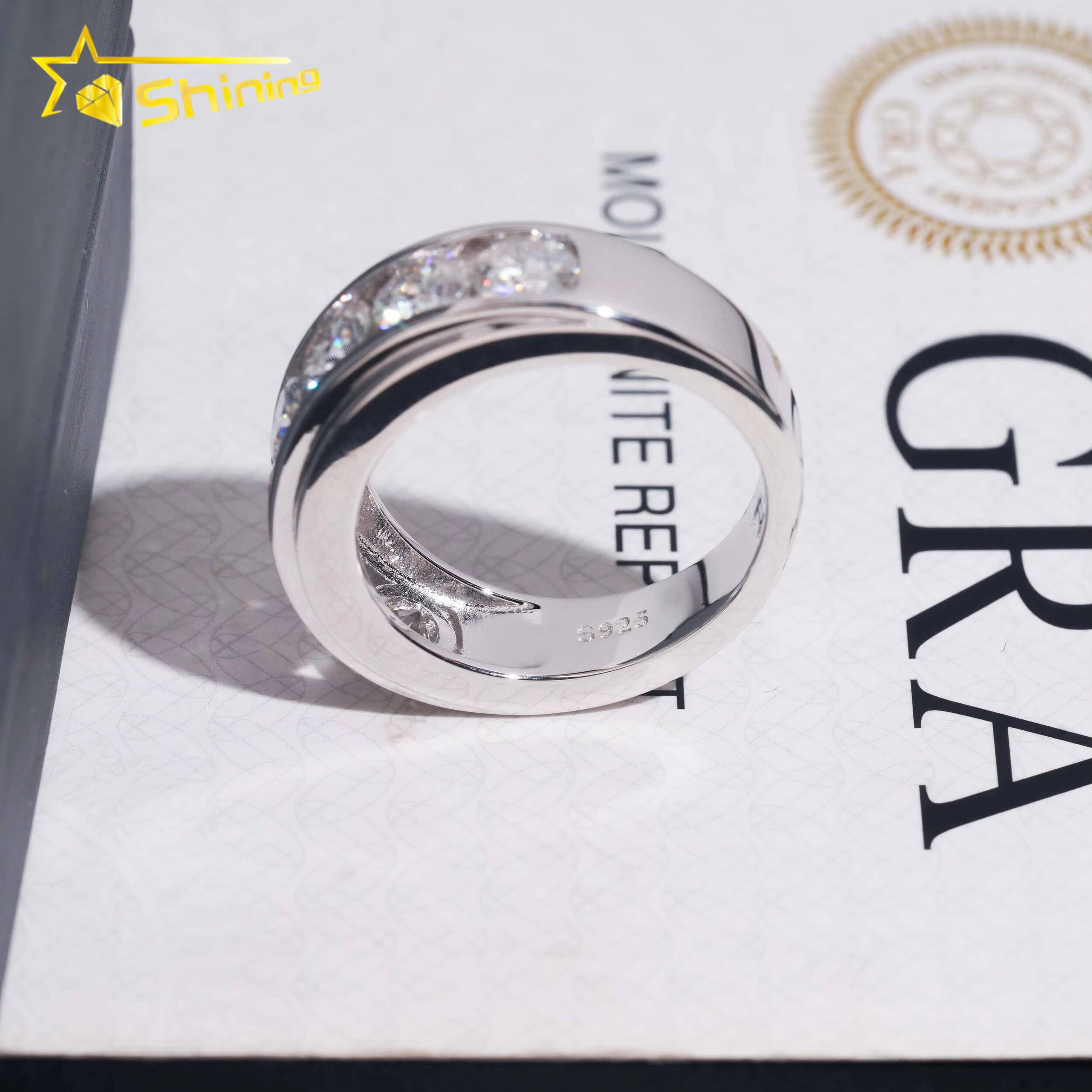 New Design GRA Certificate High Quality 925 Silver Fine Jewelry Hip Hop Eternity Ring Moissanite Mens Iced Out Ring