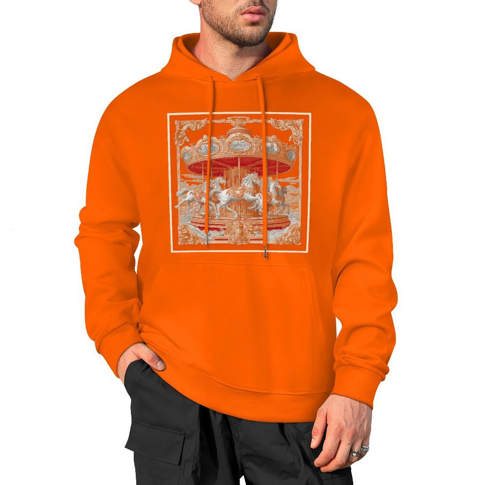 H Designer Fall Winter Hoodie Luxury Horse Print Design Unisex Long Sleeve Streetwear Hip Hop Oversized Fit Hoodie Men's Fashion Apparel H26