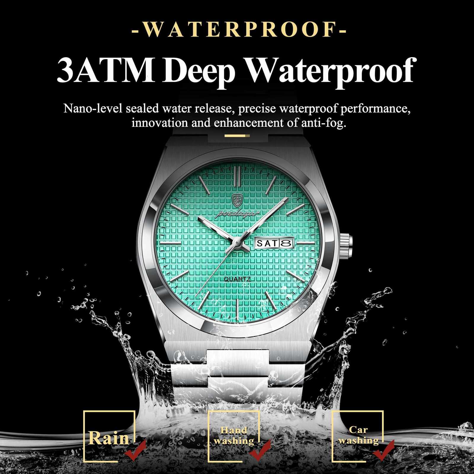 POEDAGAR Top Business Man Watch Luminous Waterproof Stainless Steel Men Wristwatch Date Week Quartz Fashion Casual Mens WatchesL251023