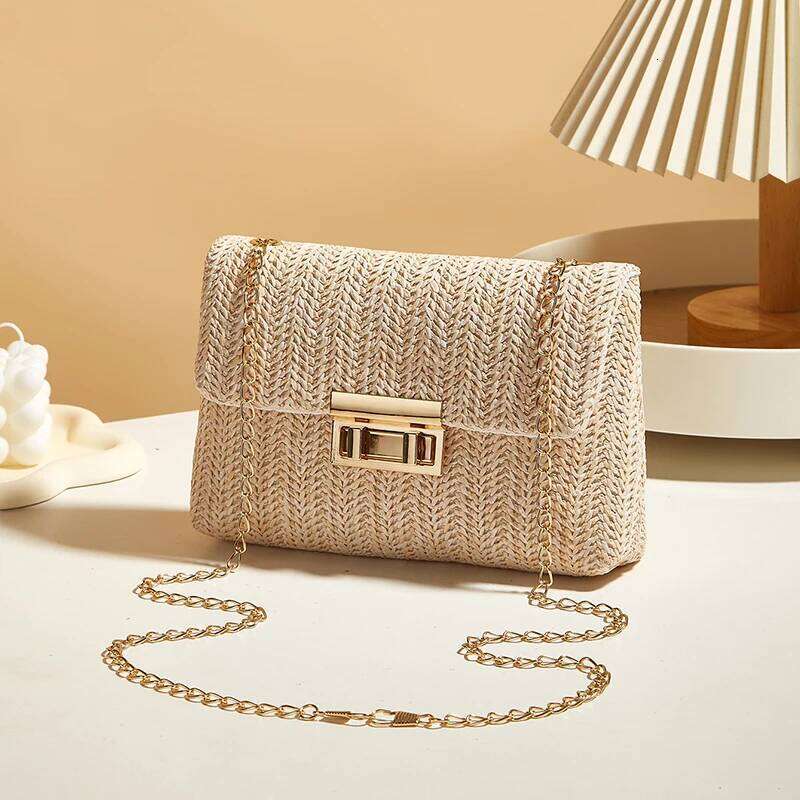 New Fashion Straw Shoulder Women Handmade Crossbody High Capacity Beach Bag Woven Clutch Handbag