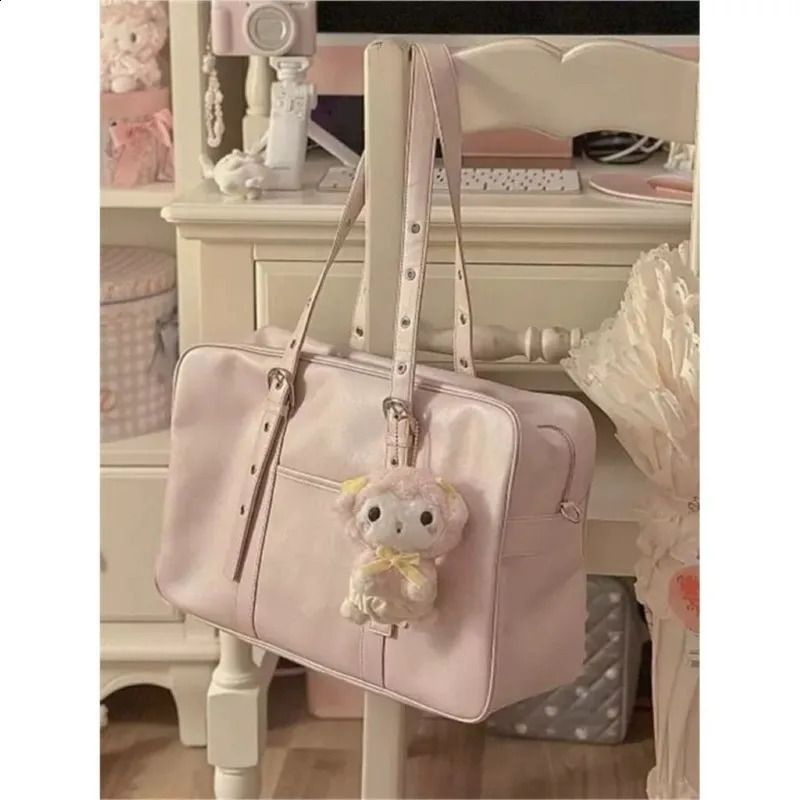 Large Capacity Pink Bag Handbag Women Fashionable Pu Leather Pocket Y2k Shoulder Tote Bag Ladies College Style Bolsos De Mujer251023