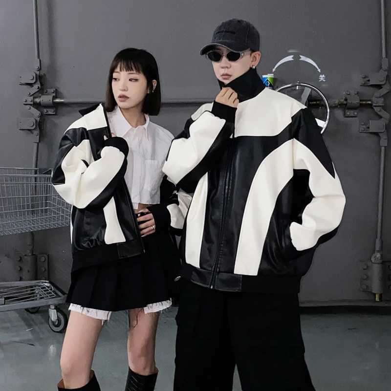 Autumn and Winter Hip Hop Mens Faux Leather Jacket Padded Windbreaker Motorcycle Biker Bomber Coat Women W251023