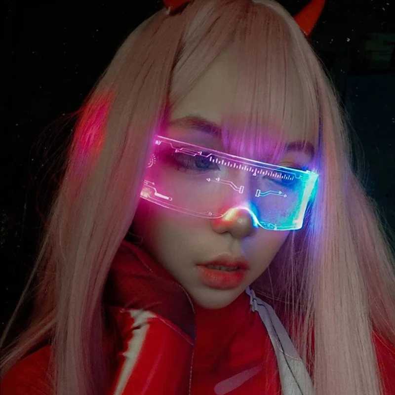 LED Luminous Cyberpunk Sunglasses Women For Men Sun Glasses Brand Designer Trend Punk Steampunk Light Up Colorful Goggles UV400W251023