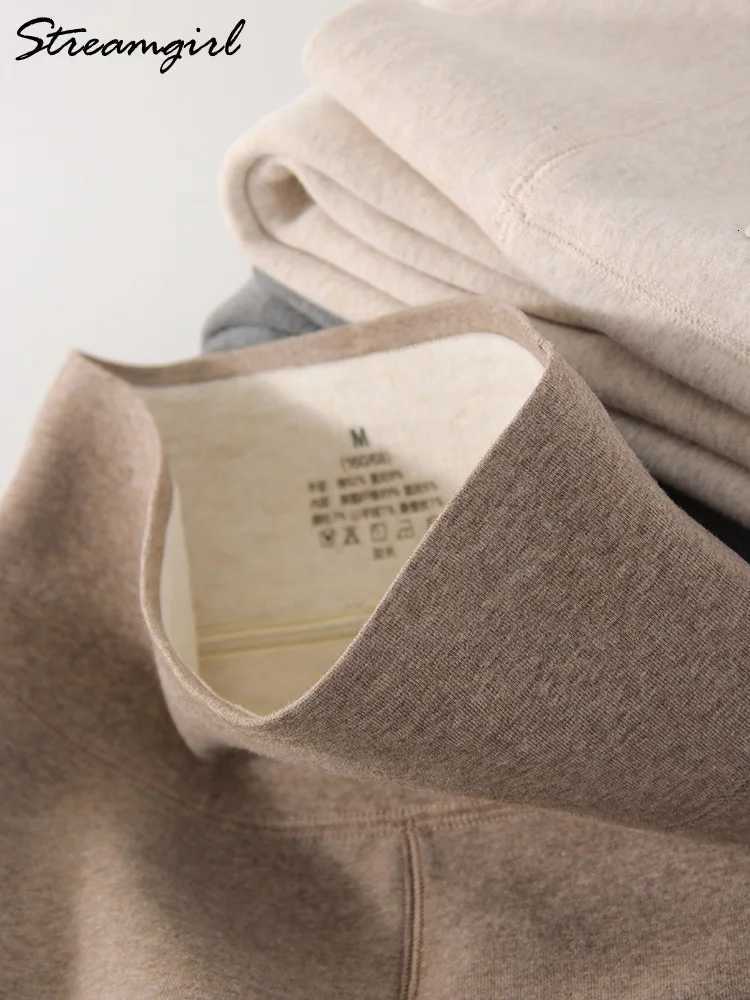 Winter Brown Leggings Women Long Fleece Pants High Waist Velvet Bottom LeggingsWith Pockets Warm Thick Leggings For Women WinterT251023