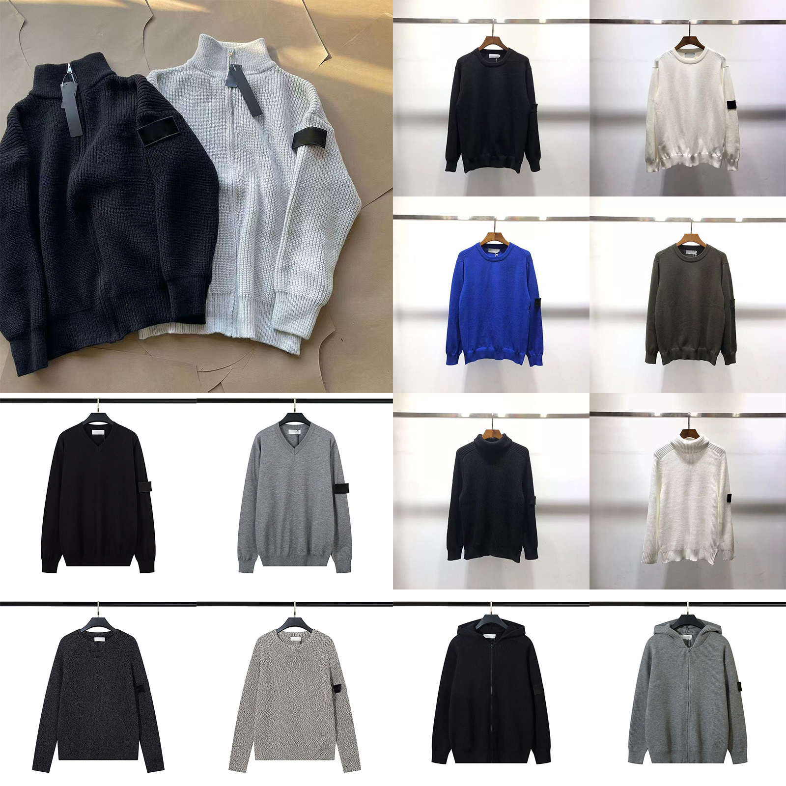 Designer Men's Knitted Sweater Embroidery Compass Armband Zip Cardigan Sweater Luxury Simple Casual Sweaters Women Men