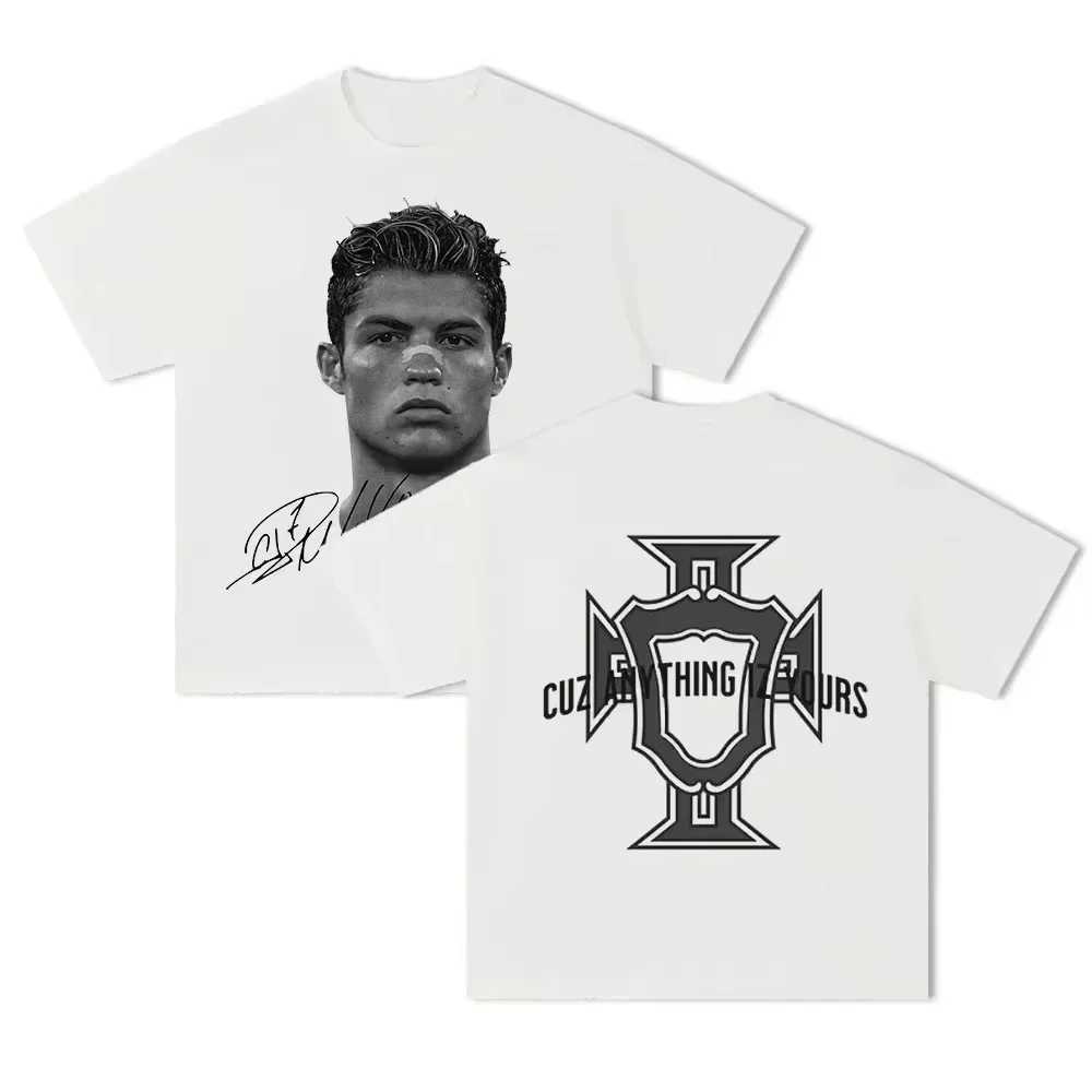 Cristiano Ronaldo Soccer Superstar Super Fashion Print Short Sleeve Cotton Tshirt Men and Women Worn American Style T ShirtXJ251023