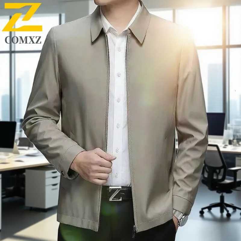 COMXZ Men Jacket Business Casual High Quality Light Luxury Wrinkle Resistant Office Travel Golf Slim Fit Coat Autumn Outerwear W251023