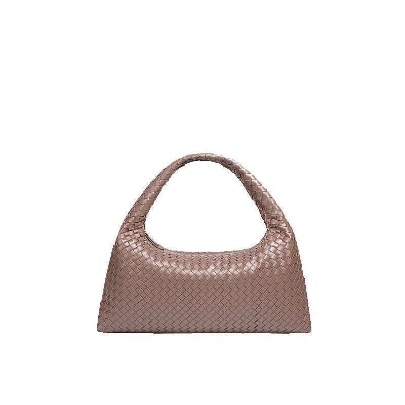 Woven Large Capacity Shoulder Bag For Women New Niche Versatile Elegant Commuter Handbag Trendy Crossbody Cowhide Woven Bag