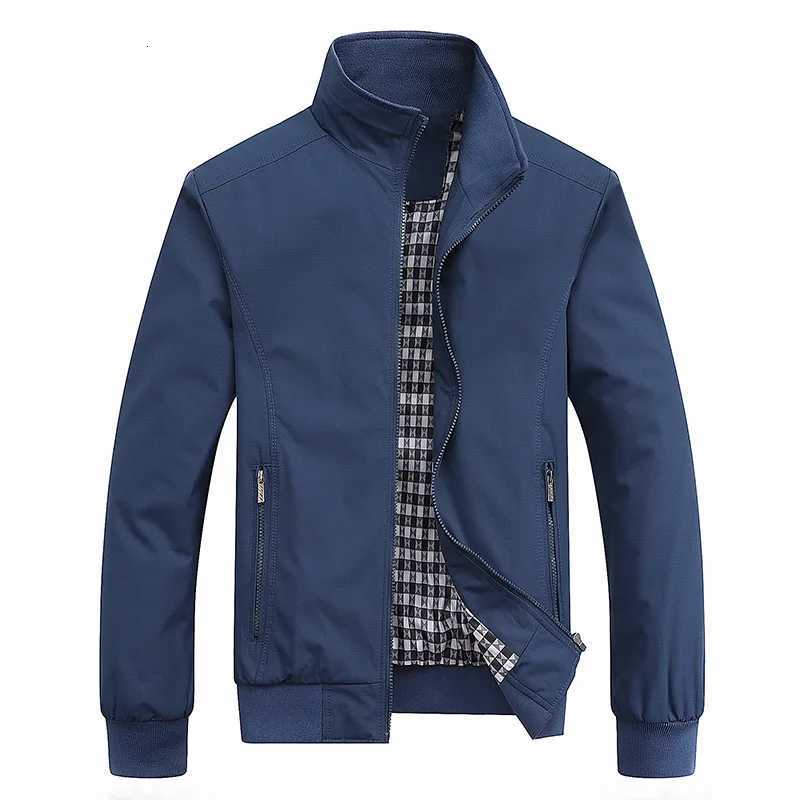 Spring Autumn Casual Coat Man Handsome Zipper Jacket Solid Color Plus Size Slim Fit Business Stand Collar Breathable Work Jacket W251023