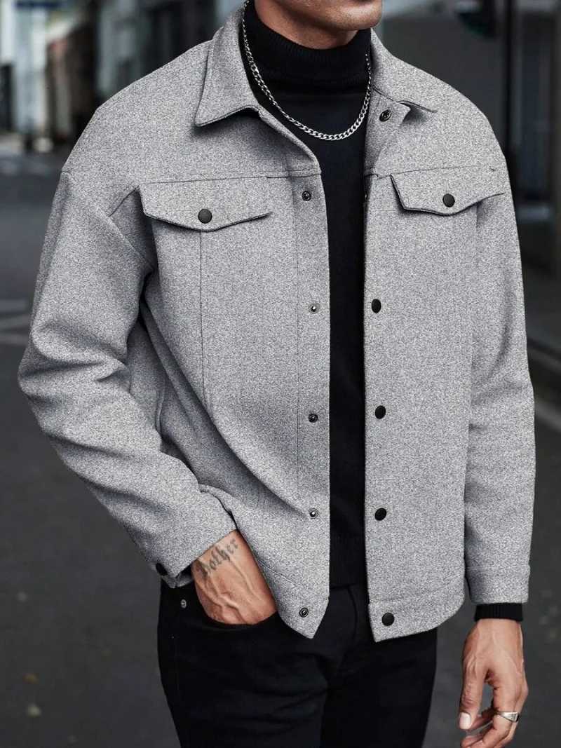 Business mens jacket fall and winter lapel tweed jacket casual sports jacket mens jacket W251023