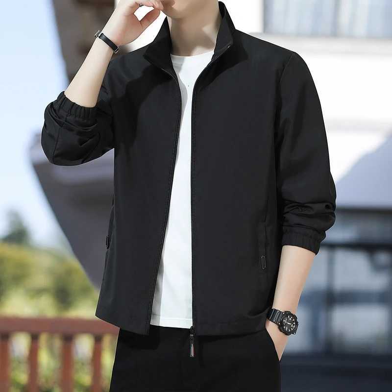 Lightweight Blazer Jacket Mens Casual Jacket Spring Autumn Workwear Stand Collar Zip Up Coats Mens Business Thin Solid Jackets W251023