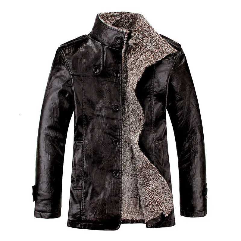 Mens Plus Velvet PU Leather Jacket Male Thicken Fleece Motorcycle Coat Casual Faux Leather Jacket Windproof Warm Winter Coat W251023