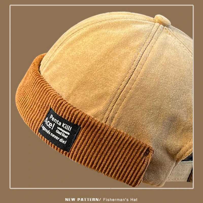 Y2K Vintage Beanie Hat Without Visor Docker Brimss Hats Retro De Corduroy for Men Wen Hip Hop Streetwear Winter AutumnW251023