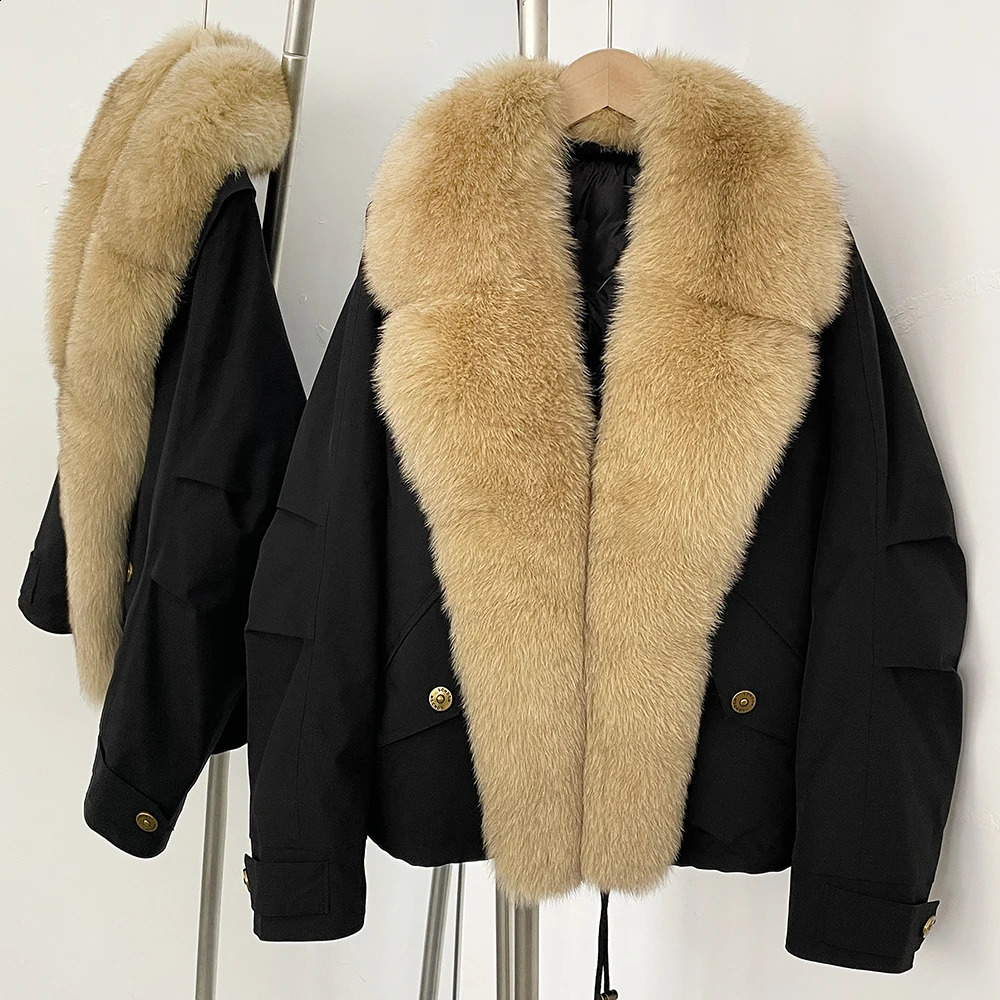 OFTBUY Natural Fox Fur Parka Jacket Fashion Short White Duck Down Coat Winter Clothes Women Real Puffer Female 251022