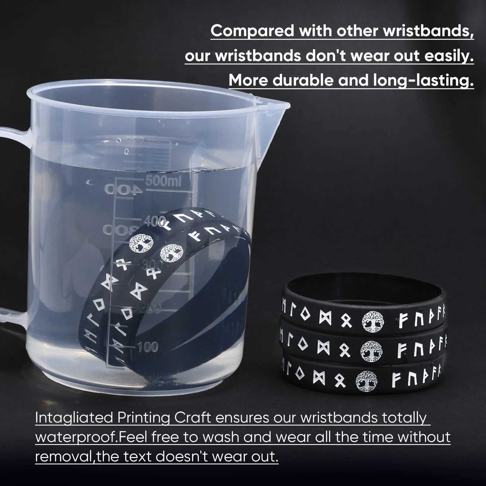Vnox 1234 Pcs Tree of Life Bracelets for MenBlackWhite Norse Viking Runes Silicone Rubber Band Wristband BangleComfort FitXJ251023