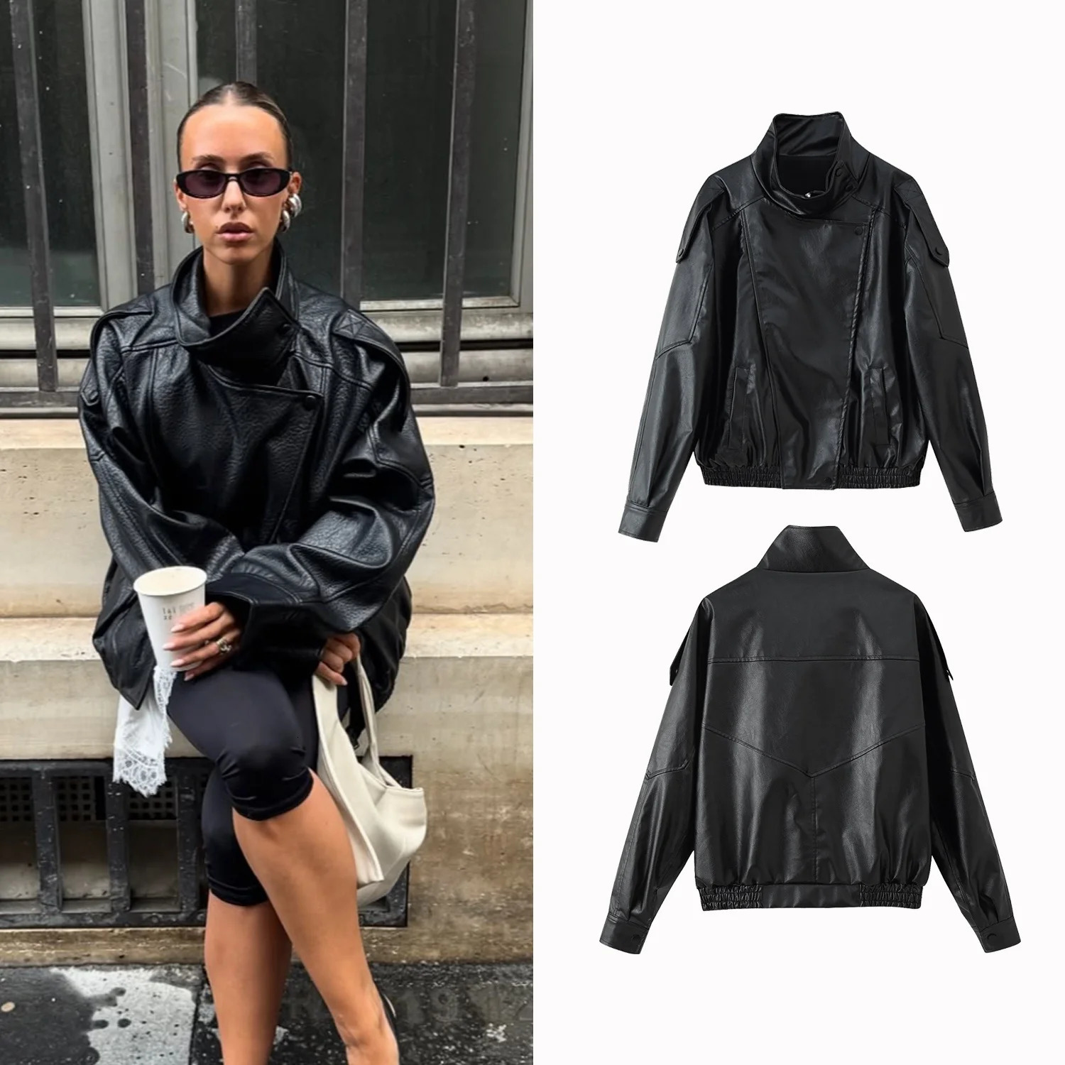 Winter Fashion Women Faux Leather Jacket Zipper Turndown Collar Vintage Coats Streetwear Ladies Leathers Outerwear Tops 251020