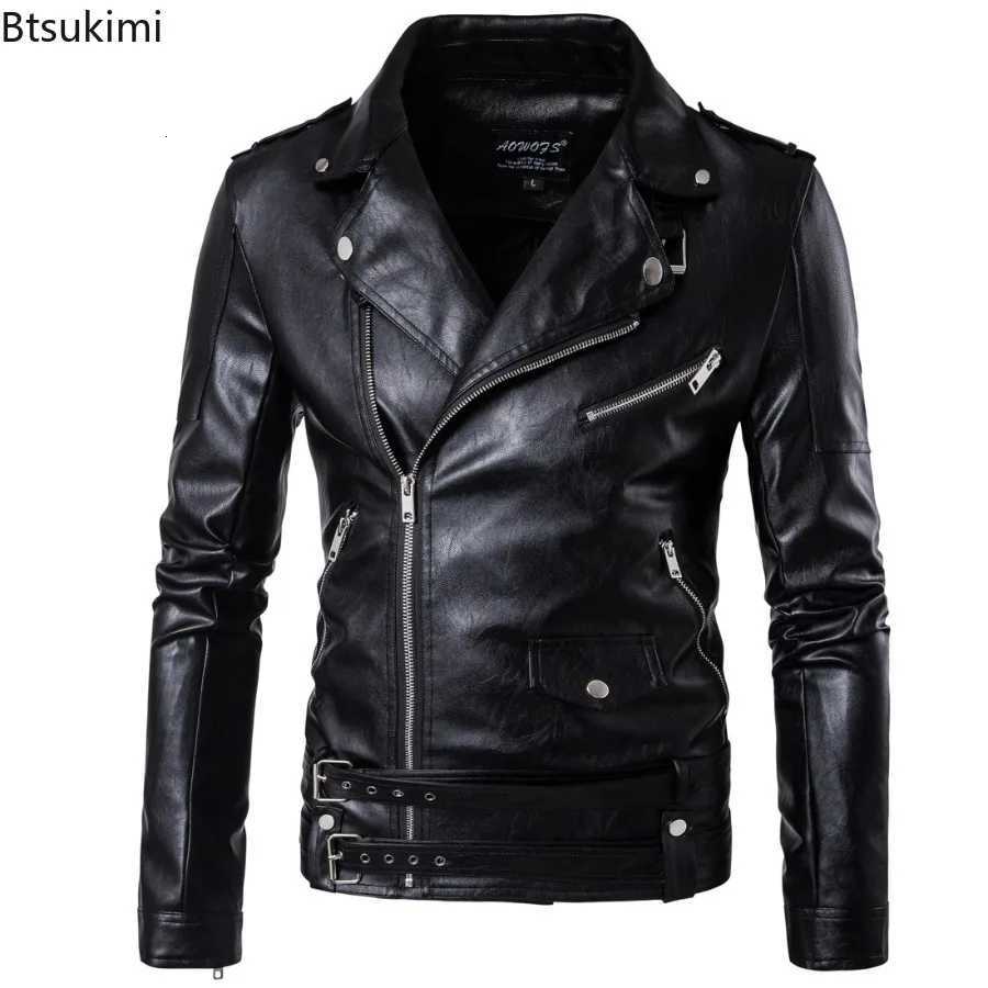 Handsome Motorcycle Leather Jackets for Men British Style Fashion Faux Leather Zipper Coat Casual Streetwear Men Punk PU Jackets W251023