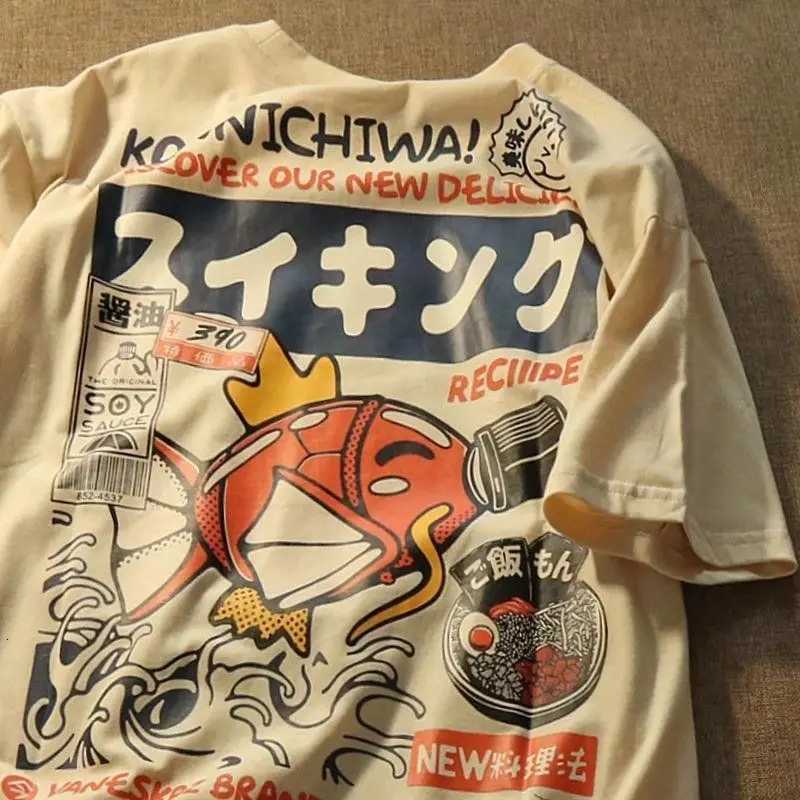 Harajuku Y2k Tops Japanese Carp Short Sleeved Tshirt Men Oversized Sports T Shirt High Quality Cotton Tee Loose Unisex ClothingXJ251023