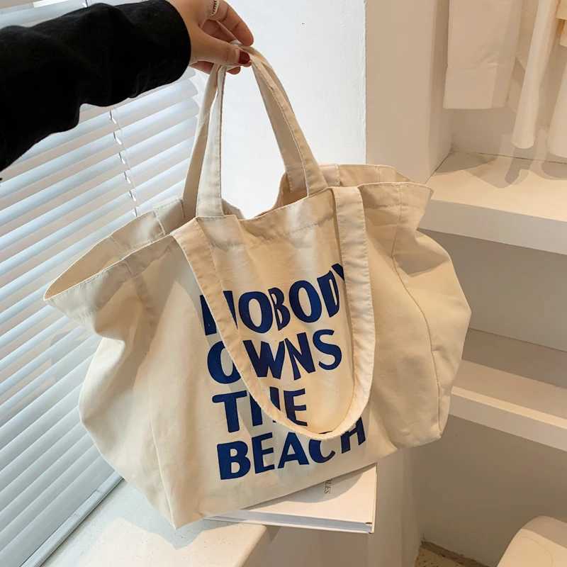 Womens Canvas Handbag Simple Designer Shoulder Bag Lazy Style Female Letter Print Large Capacity Shopper Canvas Tote Bag 2022L251023