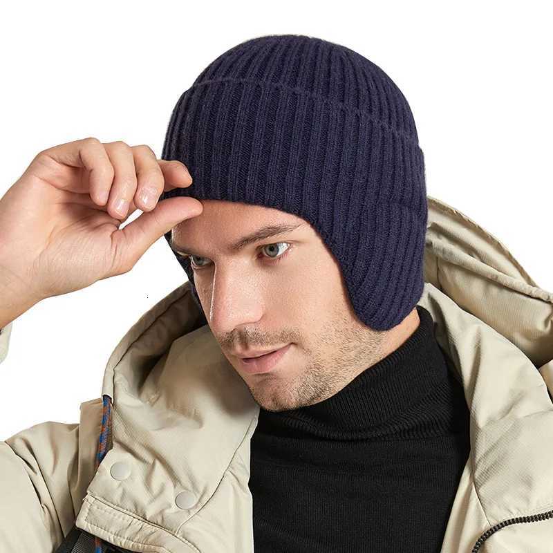 New Knitted Earflap Beanie Hat Winter Warmer Caps Women Men Knitting Solid Color Cycling Sports HatsXJ251023