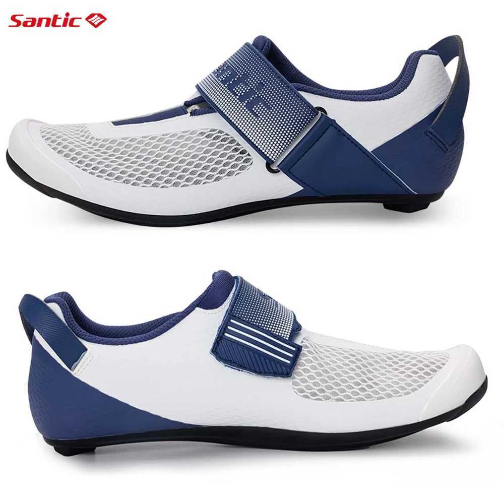 Santic Pro Triathlon Cycling Shoes Mens Road Riding Biking Sneakers Upgraded Glassfiber Outsole Breathable Bicycle Lock Shoes J251023