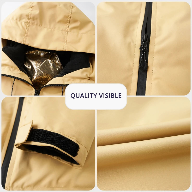 High End Graphene Silver Fur Inner Liner 3in1 Jacket Men Interchange Outdoor Sports Soft Shell Windbreaker Coats 251015
