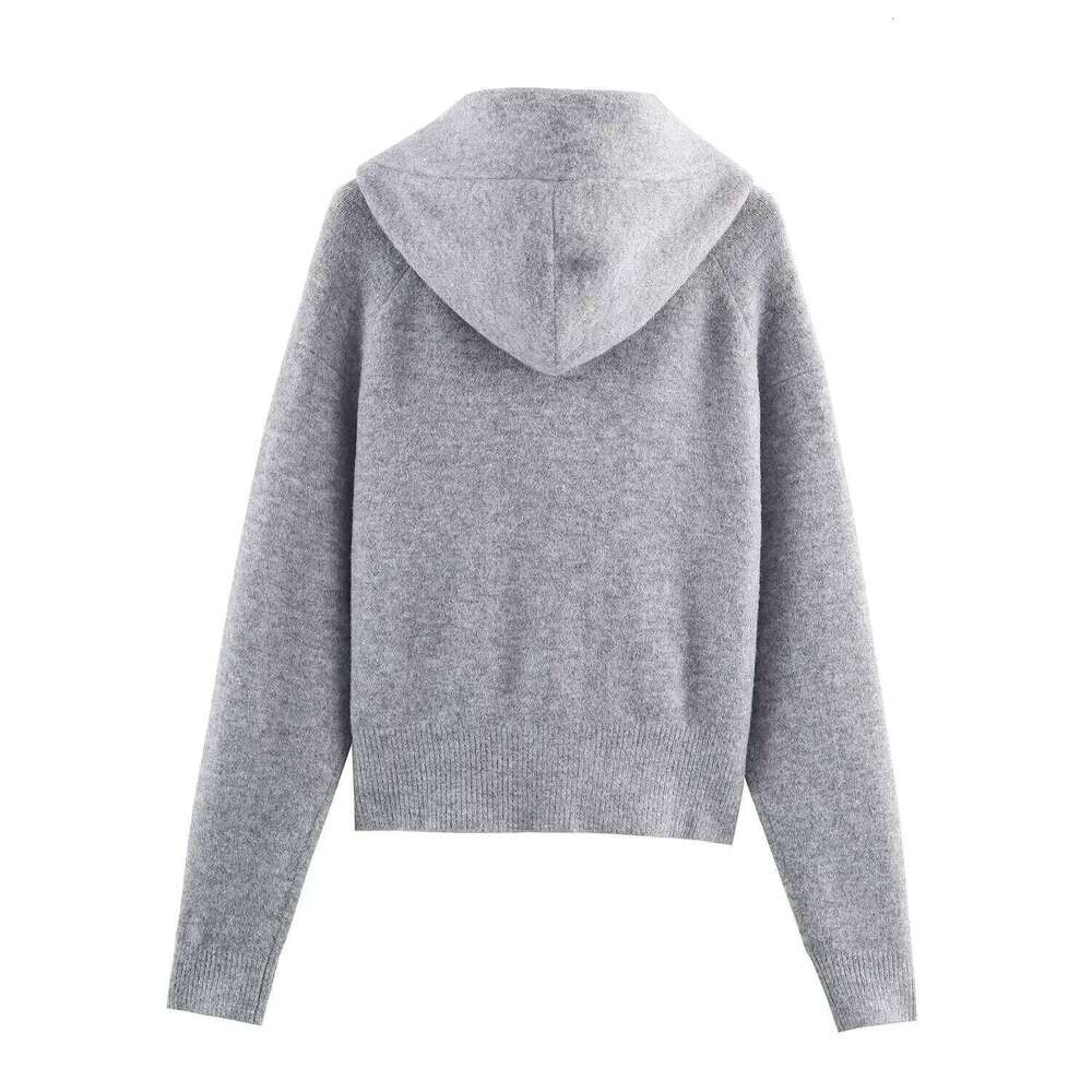 Women's Knitted Jacket 2025 Women Long Sleeve Zipper Hooded Jackets High Street Short Coats Lady Autumn New Outerwears