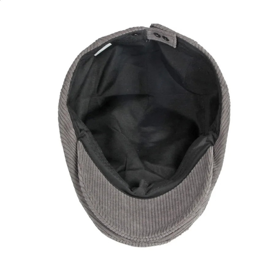 Fall Winter Duck Tongue Beret Hat for Men Daddy Solid Corduroy Painter Adjustable Forward Hats For Dad Visors sboy Caps 251021