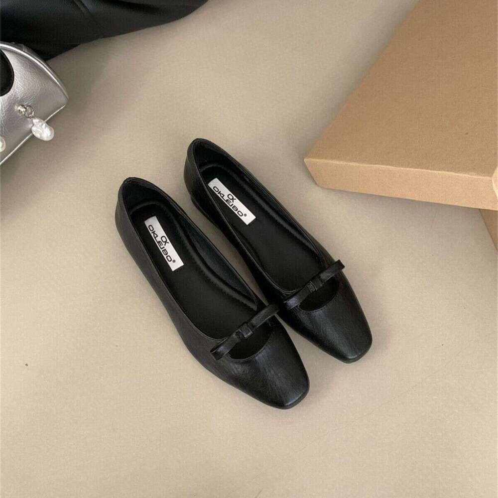 Designer Shoe Gentle Fairy Style Little Red Round Toe Shallow Mouth Bowknot Thin Strap Hollow Flat Pregnant Women Grandma Single Shoes