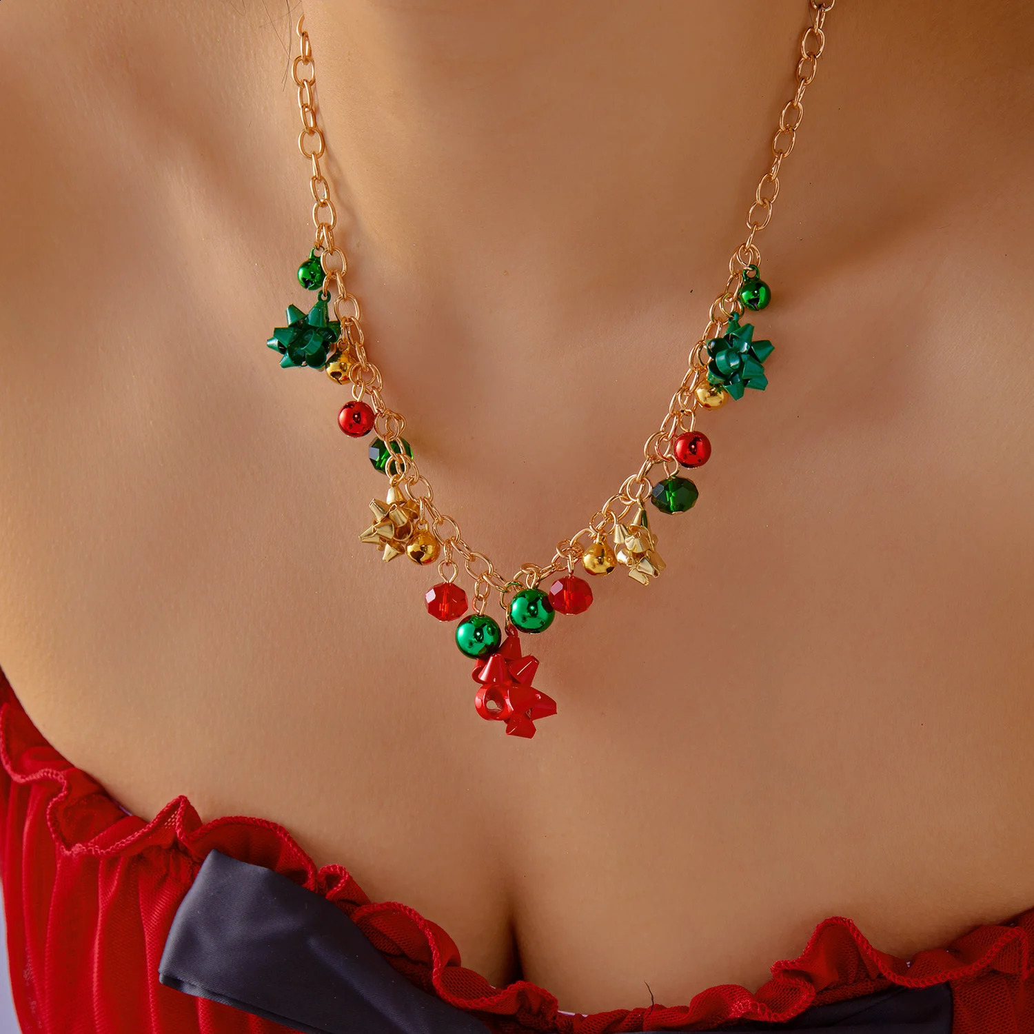 Charm Santa Claus Snowman Christmas Tree Snowflake Pendant Necklace For Women Christmas Gold Color Metal Choker Party Jewelry 251023