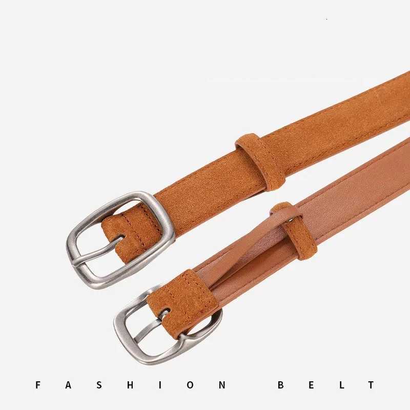 Vintage Suede Womens Belt Western Style Fashion Accessory with Silver Buckle for Dress Coat Jeans Female Leather BeltXJ251023