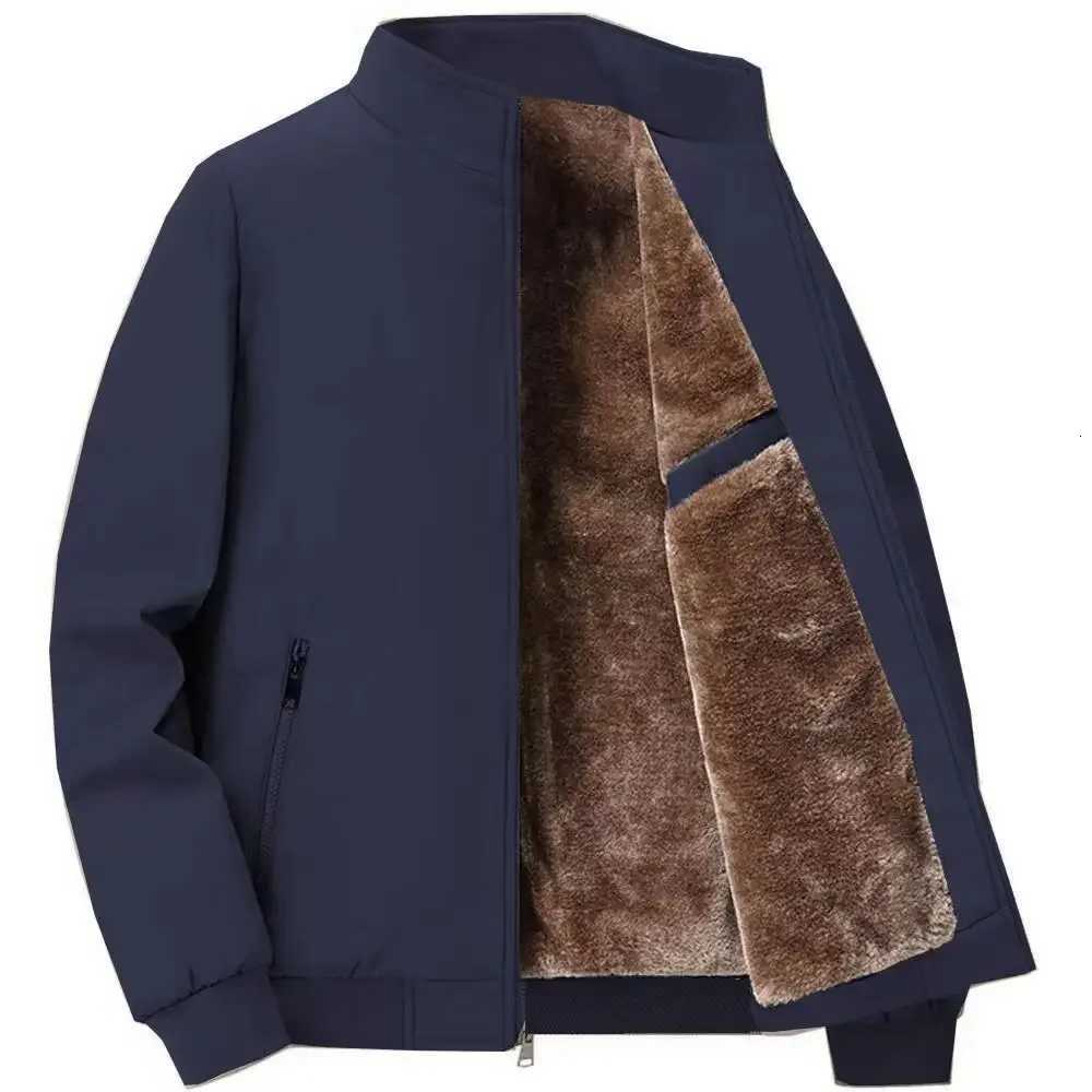 Autumnwinter Fleecelined Thickened Woolen Jacket for Middleaged Elderly Men Warm Excessively Large Business Casual Jacket Men W251023