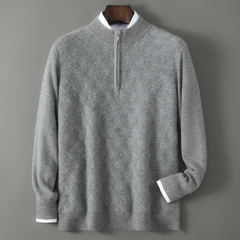 100Pure Wool Sweater Mens Half High Neck Long Sleeves Pullover AutumnWinter Korean Fashion Knit Business Casual Menswear 251016