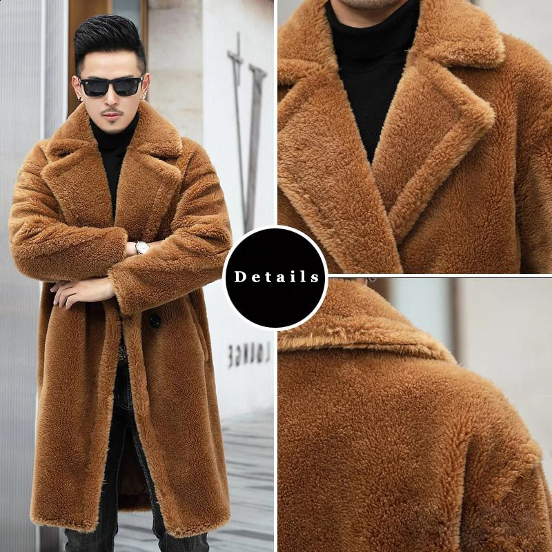 y Fashion Long Teddy Bear Jackets Coats Men Winter Thick Warm Outerwear Large Size Mens Faux Fur Coat 251023