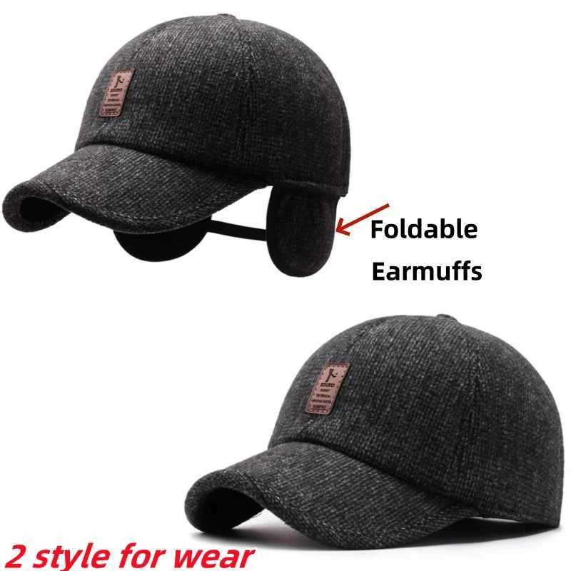 Autumn Winter Warm Men Woon Baseball Outdoor Ear Cover Earflaps Adjustab Hat Middaged Dad Hat With Earmuffs DesignW251023