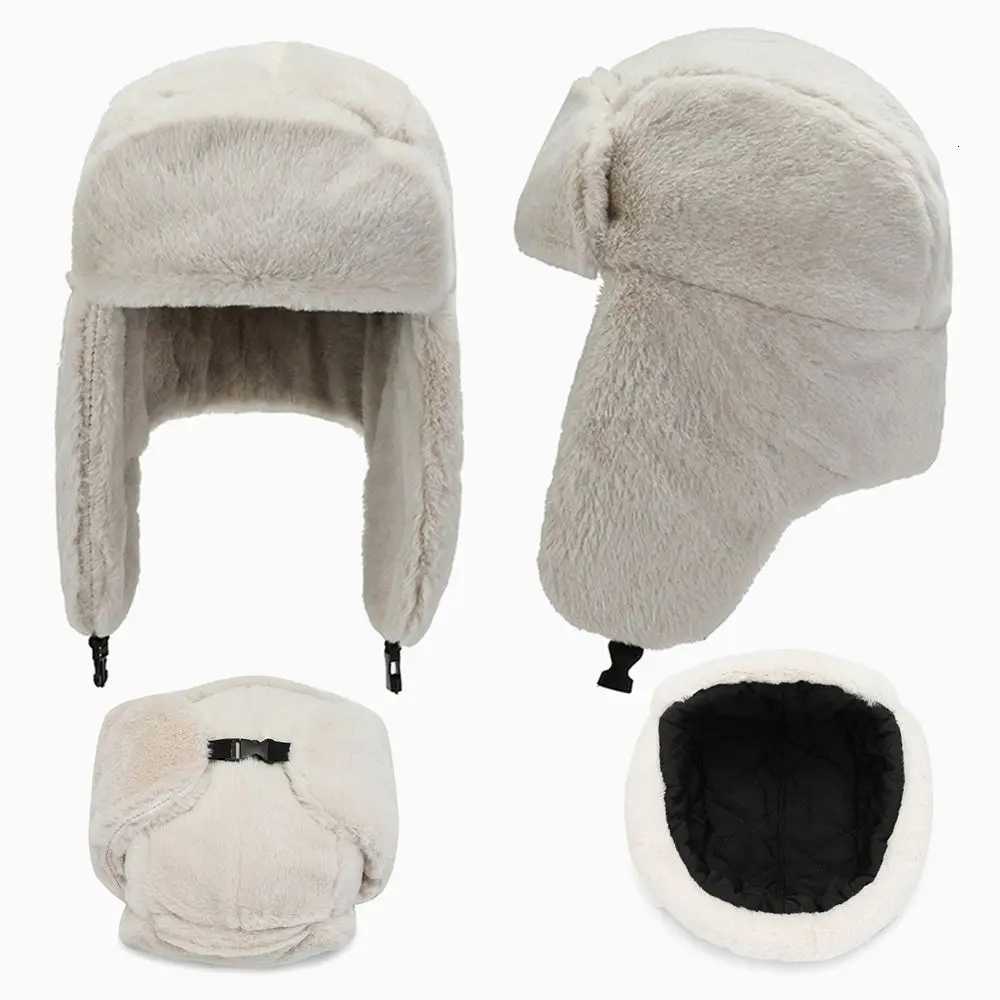 Men Wen Thick Plush Bber Hat Warm Winter Hat Trapper Hats Russian Ushanka Snow s Earflap BonnetW251023