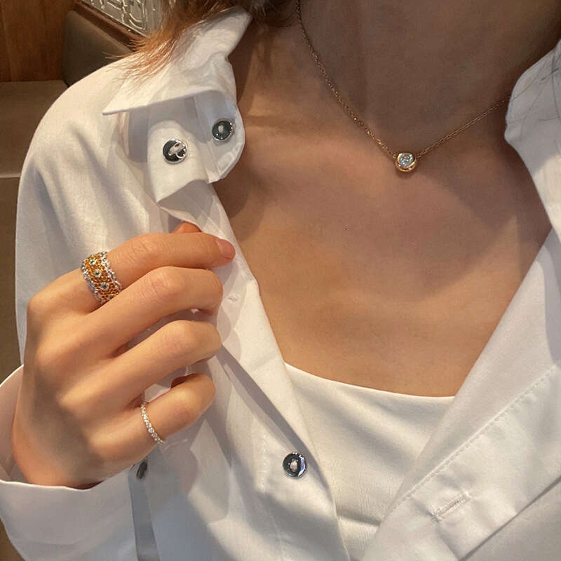 Necklace Designer luxury pendant necklace circle Zircon inlay for Women men Simple Elegant Fashion High-End 925 silver plated with 18K Gold Festival v