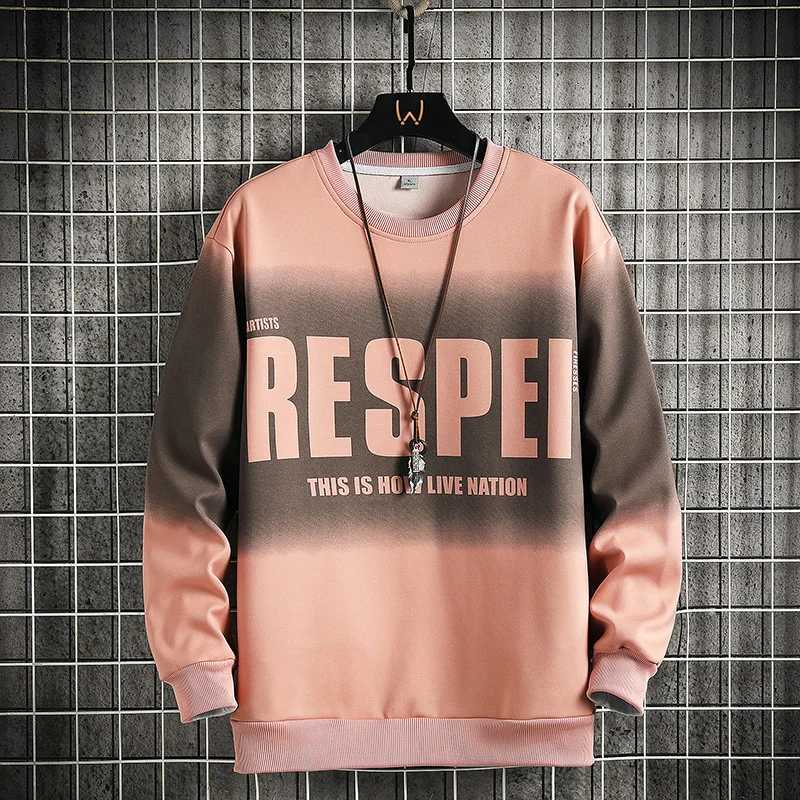 3D Fashion Letter Print Mens Sweatshirt Simple Gradient Color Long Sleeve Pullover Autumn Winter Outdoor Hip Hop Style ClothesT251023