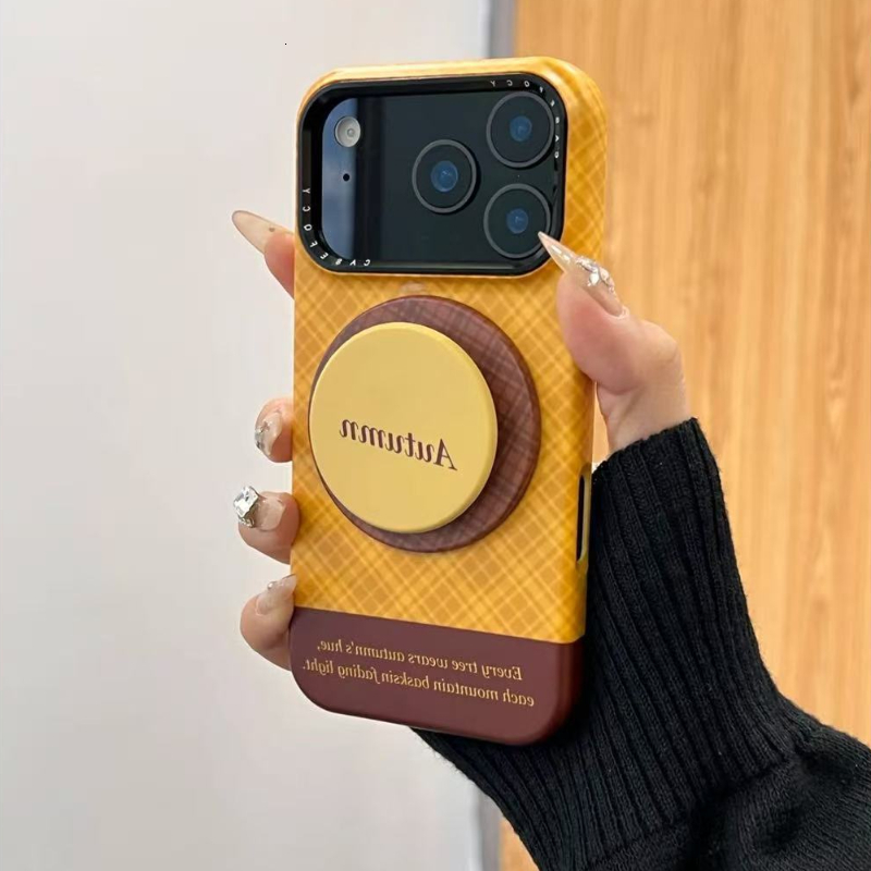 Autumn and Winter Spliced Orange Base Magnetic Stand Compatible with iPhone 17 Pro Max iPhone16 Phone Case 15 Pro