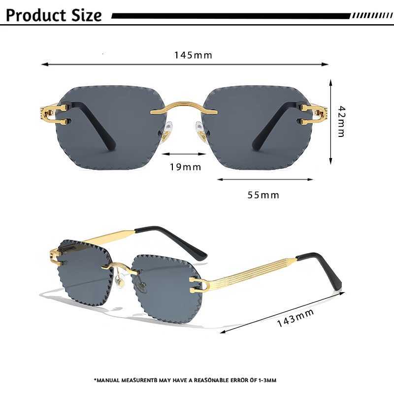 CATERSIDE New Rimless Sunglasses Men Square Fashion Cutting Lens Brand Design Sun Glasses for Women Party Festival Eyewear GiftW251023