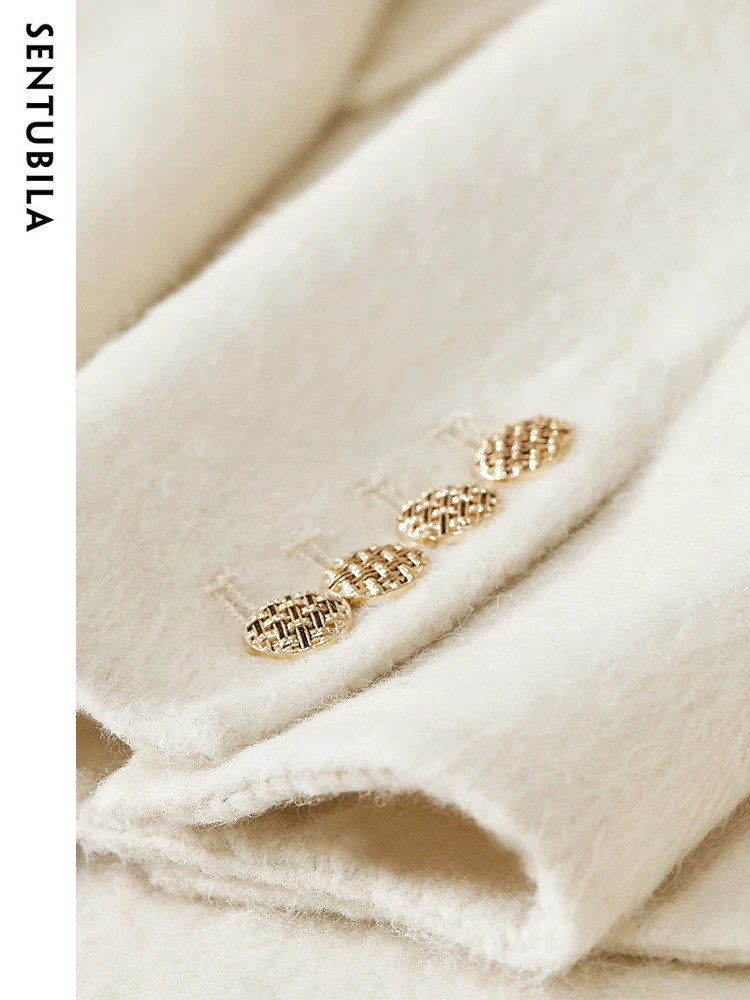 SENTUBILA Cropped Woolen Jacket Women Elegant Wool Blend Short Winter Coat Long Sleeve Doublefaced Outerwear W34O49414 251020